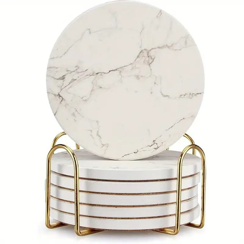 White Marble Coaster Set