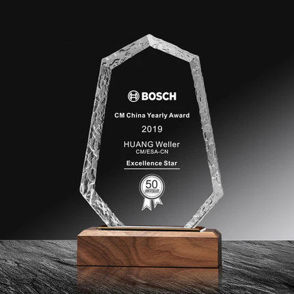 Cut Ice Shape Crystal Trophy