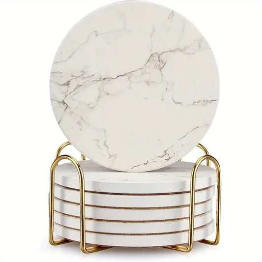 White Marble Coaster Set
