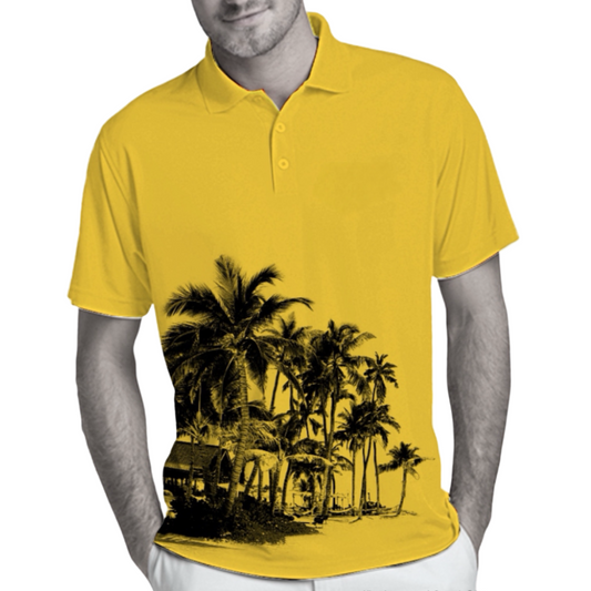 Polo neck beach graphic t-shirt