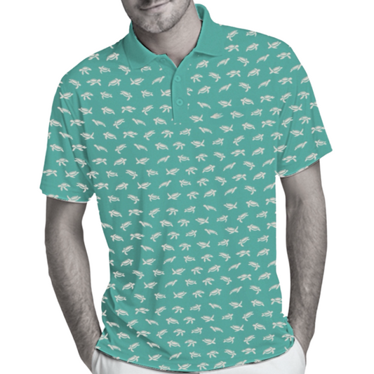 Polo neck turtle graphic t-shirt