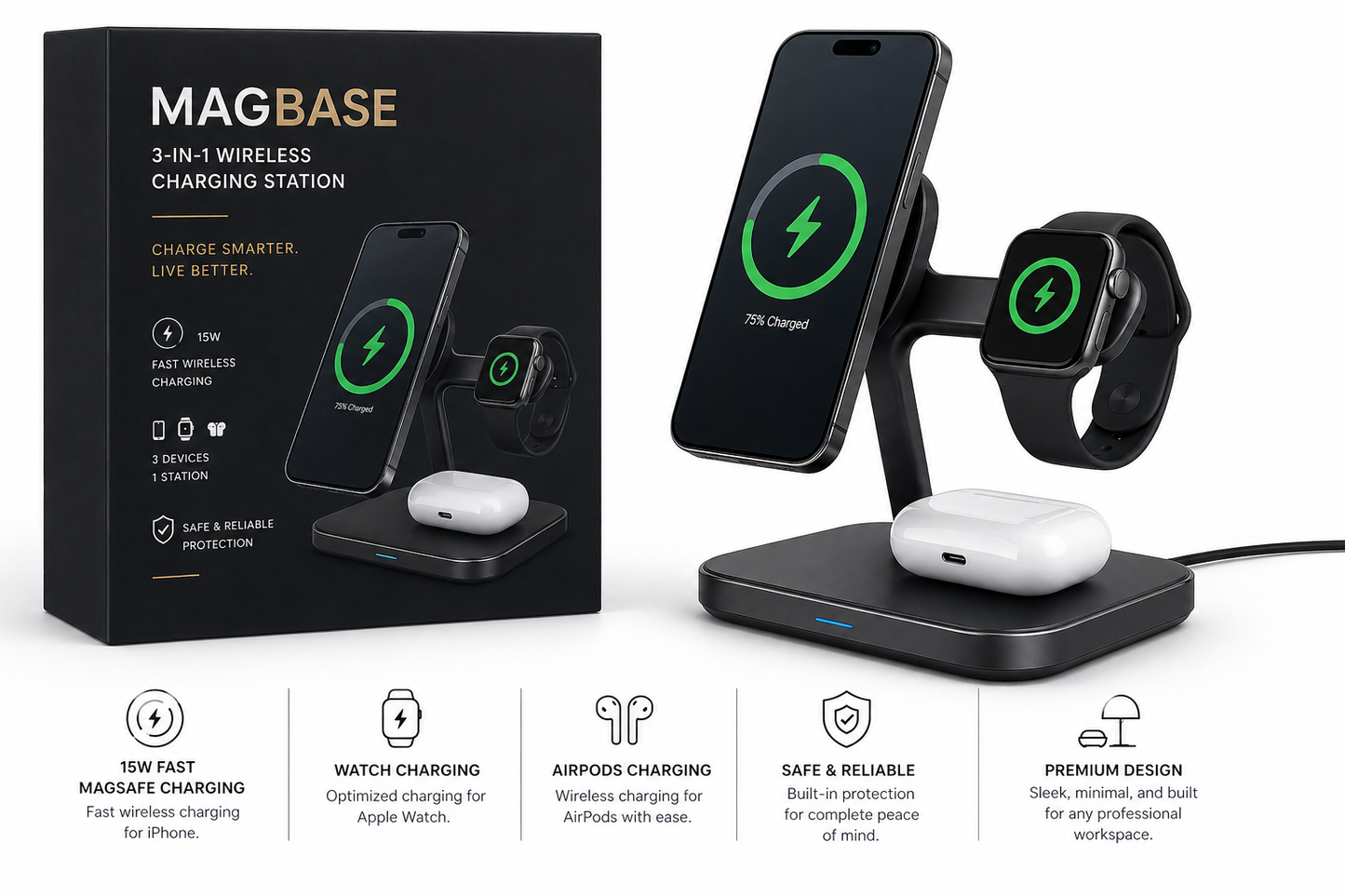 MagBase 3-in-1 Wireless Charging Station
