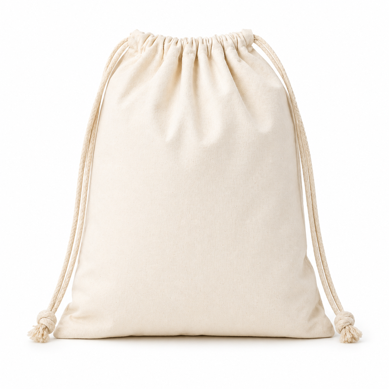 Eco-neutral Cotton Drawstring Bag (Natural / White) — 240GSM