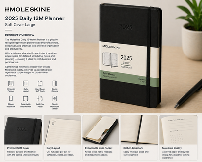 Moleskine 2025 Daily 12M Planner — Soft Cover Large