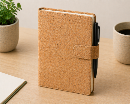 Cork Notebook with Magnetic Closure & Pen Holder