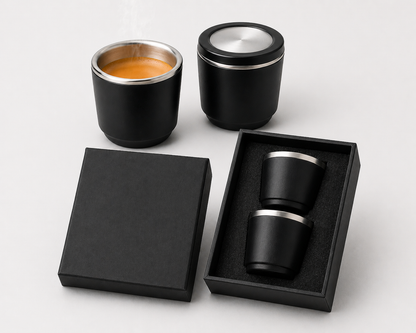 ESPRESSO STACKABLE — 80ml Double Wall SS Cups with Gift Box