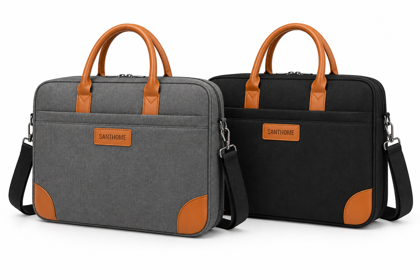 SLOTEN — Santhome 15" Laptop Bag (Grey/Tan & Black/Tan)