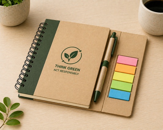 Eco-Friendly Writing Set — Recycled Spiral Notebook & Sticky Notes