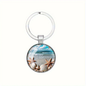 Round silver beach keychain