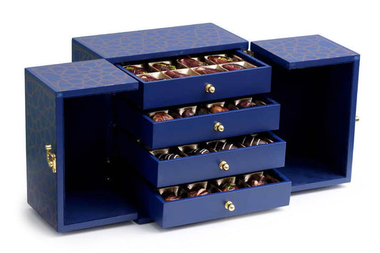 Blue & Gold 4 Drawer Box