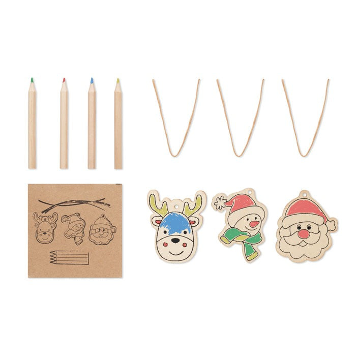 Drawing wooden ornaments set