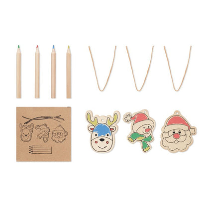 Drawing wooden ornaments set