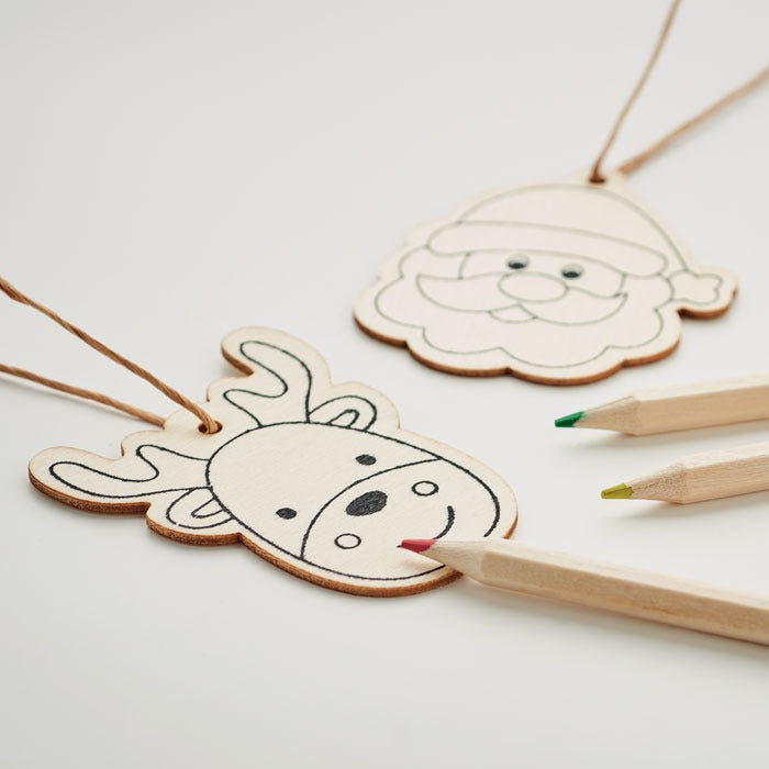 Drawing wooden ornaments set